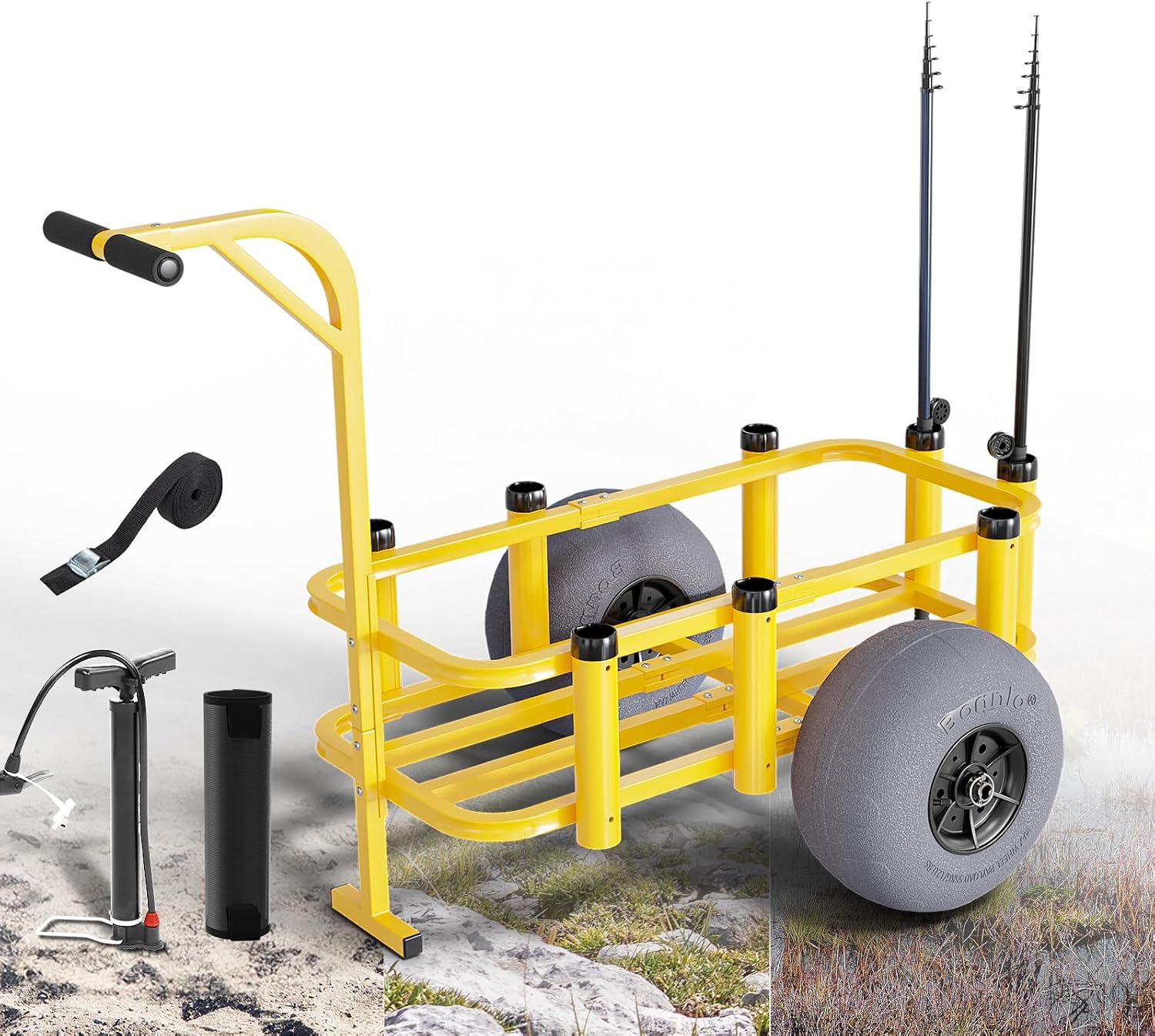 Fishing Rod Holder - Chariot de pêche roulant pour extérieur,