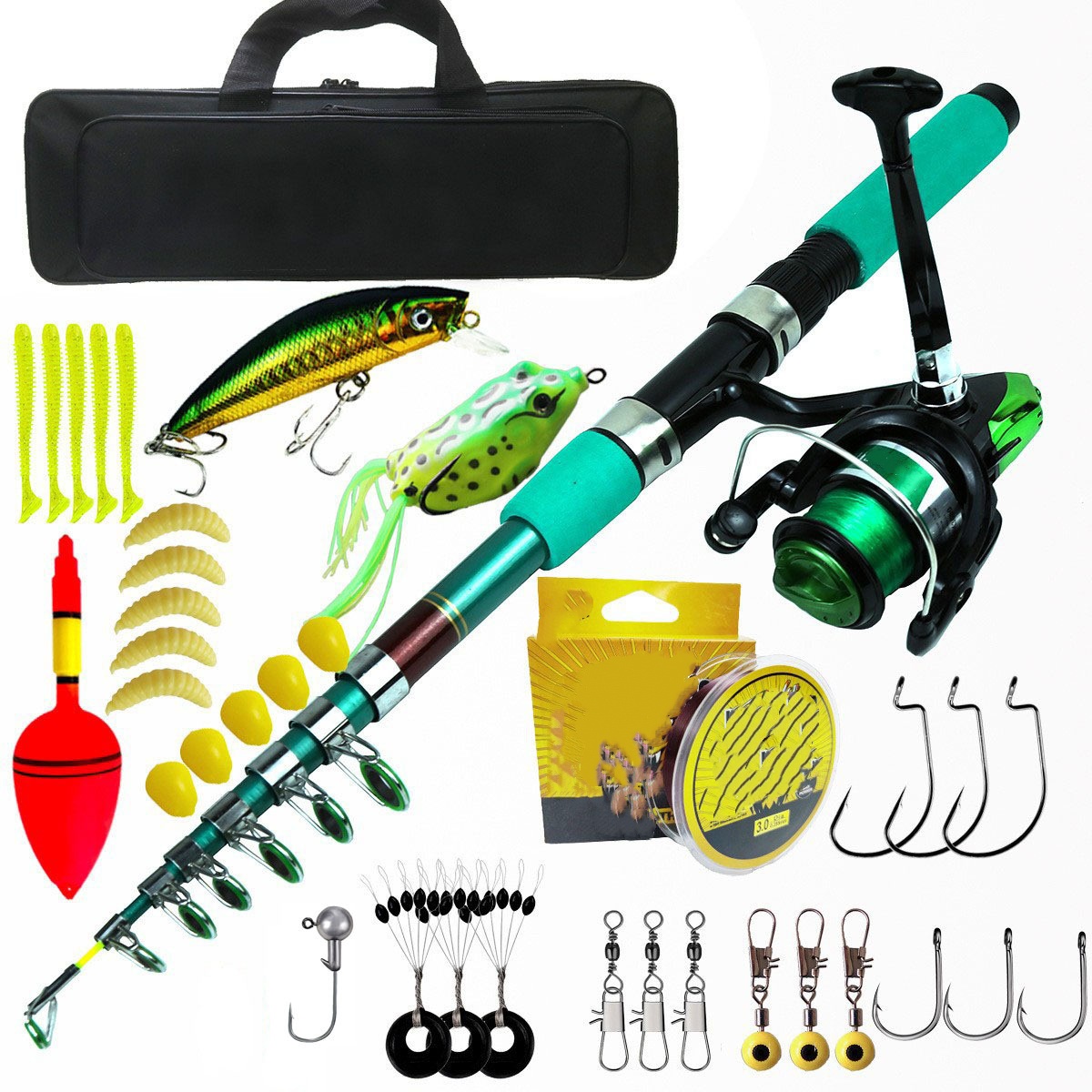 Fishing Rod Spinning - Kit Combo Canne à Pêche Télescopique