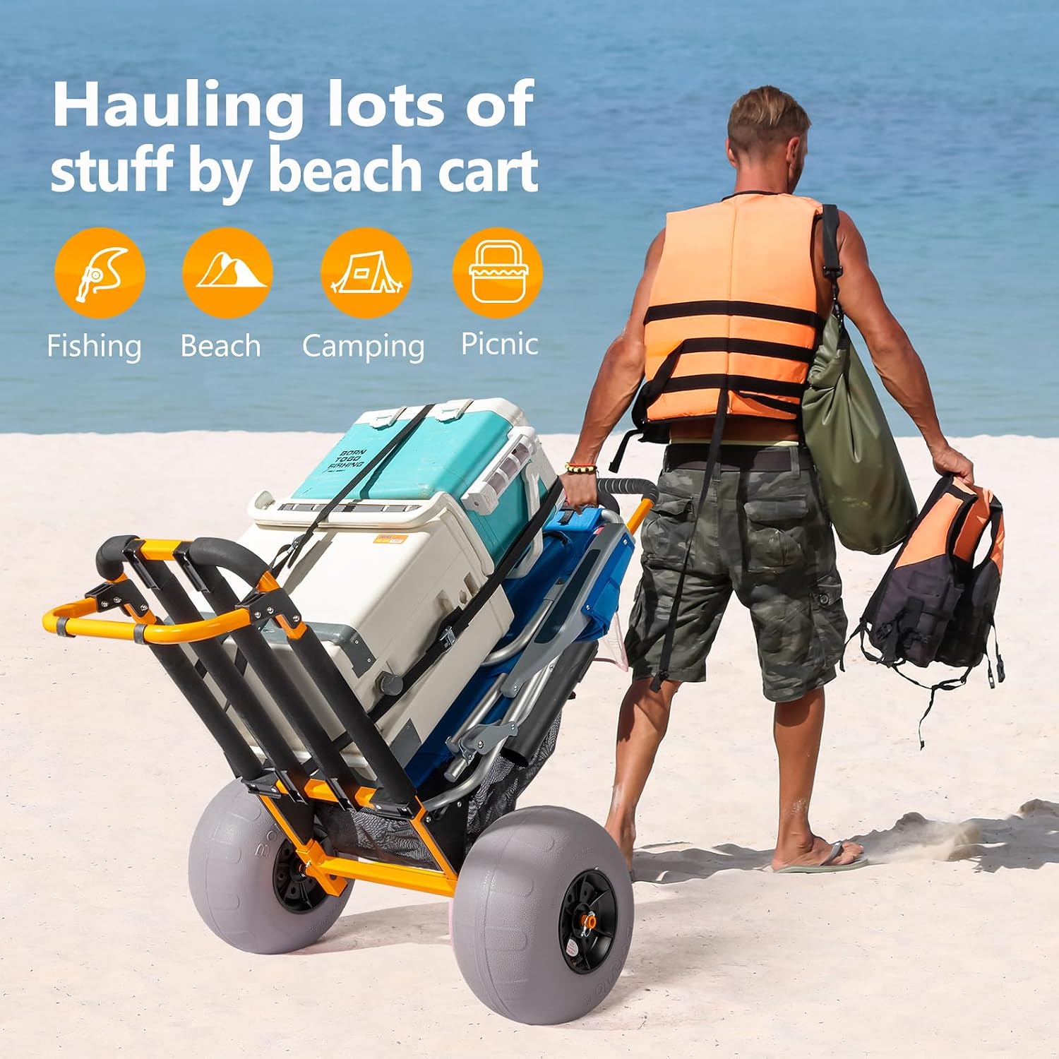 Chariot de plage Bonnlo, chari - Fishing Rod Holder avis et prix